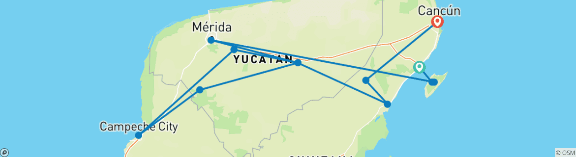 Image d'une carte montrant l'itinéraire du circuit