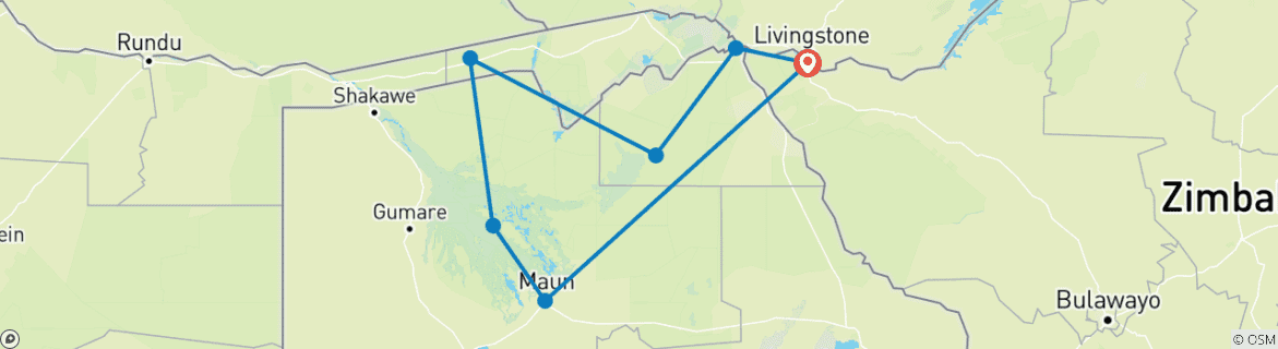 Image d'une carte montrant l'itinéraire du circuit