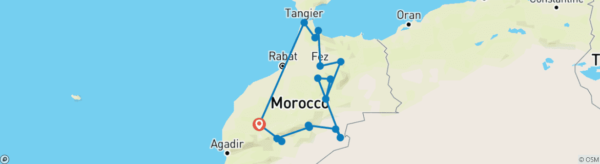 Image d'une carte montrant l'itinéraire du circuit