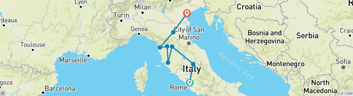 Image d'une carte montrant l'itinéraire du circuit