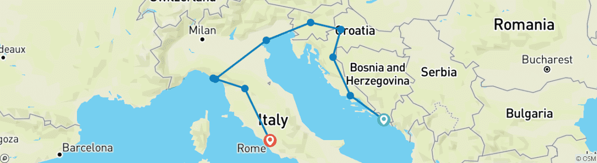 Image d'une carte montrant l'itinéraire du circuit