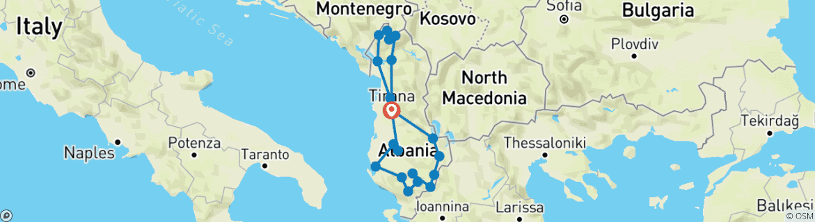 Image d'une carte montrant l'itinéraire du circuit
