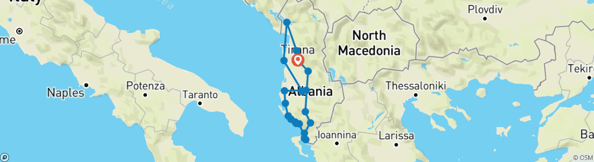 Image d'une carte montrant l'itinéraire du circuit