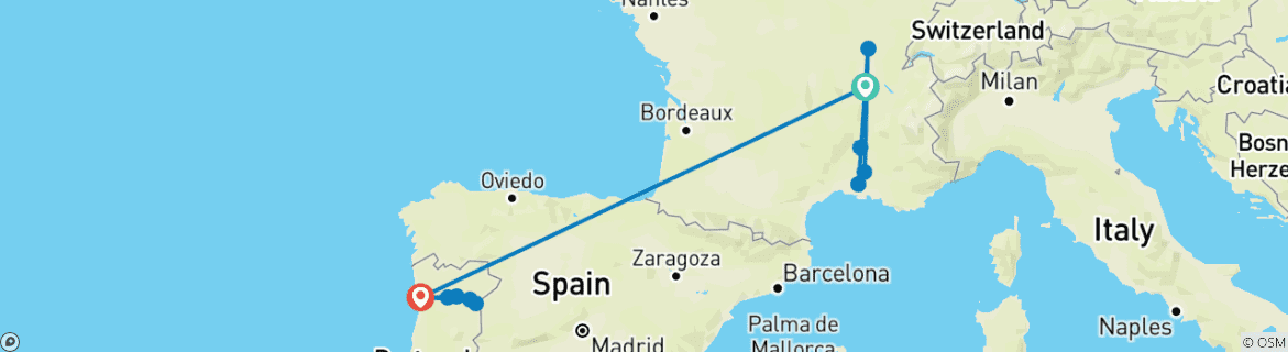 Image d'une carte montrant l'itinéraire du circuit