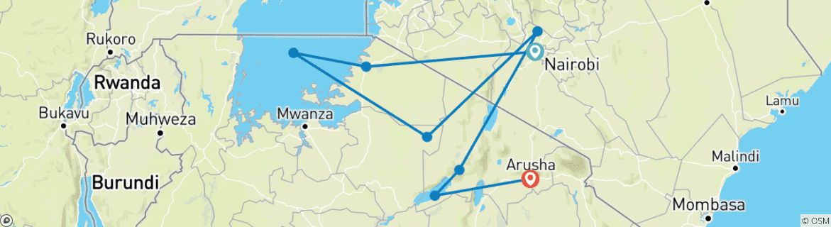 Image d'une carte montrant l'itinéraire du circuit