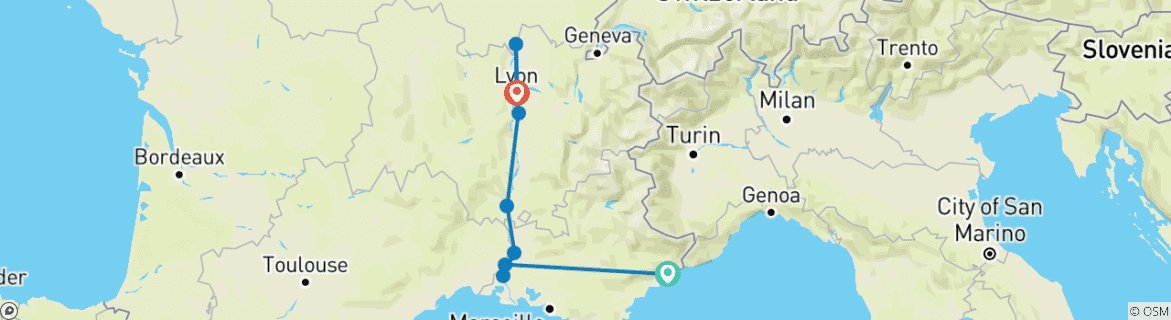 Image d'une carte montrant l'itinéraire du circuit
