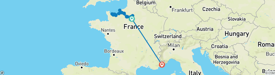 Image d'une carte montrant l'itinéraire du circuit