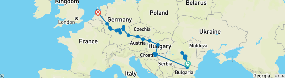 Image d'une carte montrant l'itinéraire du circuit