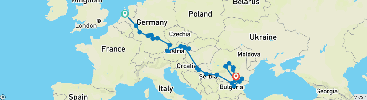 Image d'une carte montrant l'itinéraire du circuit