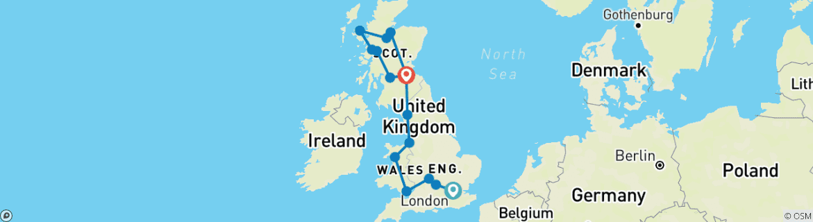 Image d'une carte montrant l'itinéraire du circuit