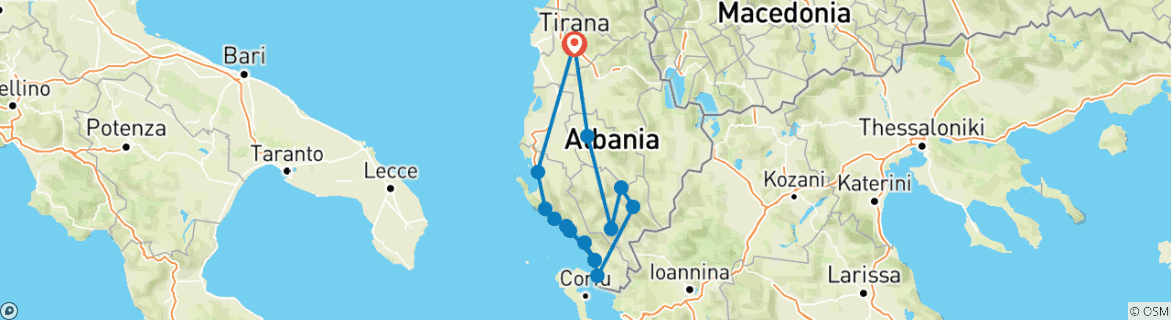 Image d'une carte montrant l'itinéraire du circuit