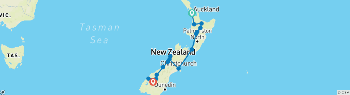 Image d'une carte montrant l'itinéraire du circuit