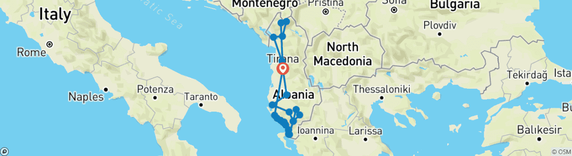Image d'une carte montrant l'itinéraire du circuit