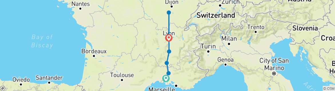 Image d'une carte montrant l'itinéraire du circuit