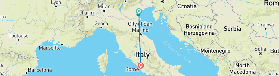 Image d'une carte montrant l'itinéraire du circuit