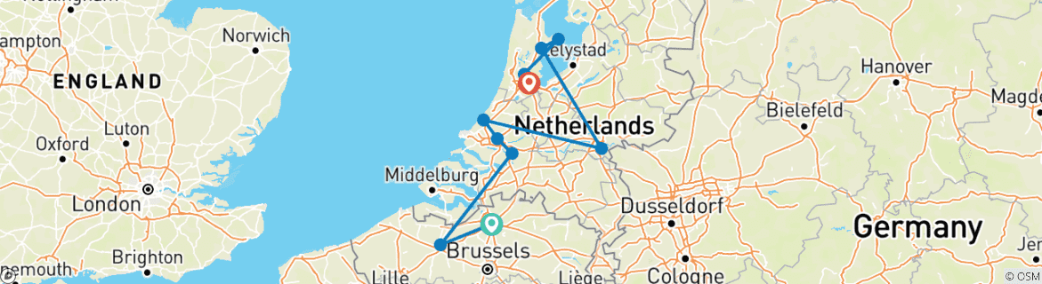 Image d'une carte montrant l'itinéraire du circuit