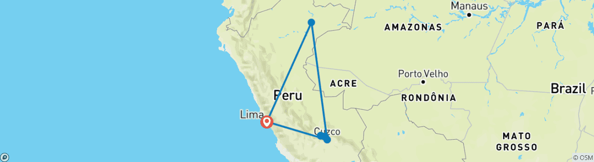 Image d'une carte montrant l'itinéraire du circuit