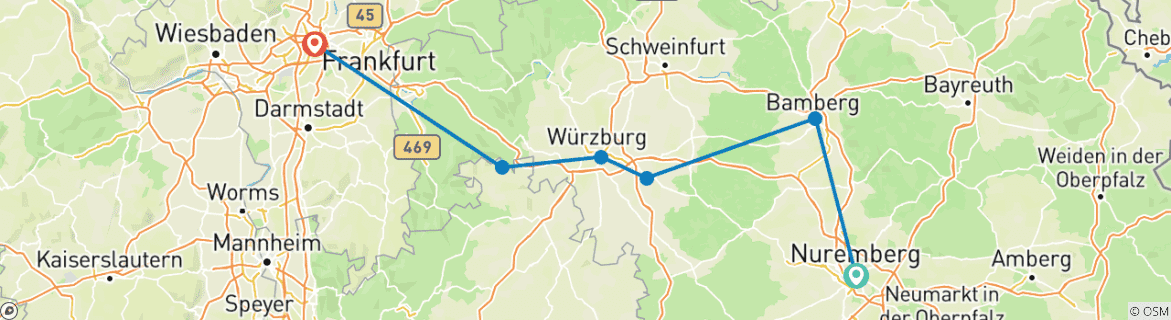 Image d'une carte montrant l'itinéraire du circuit