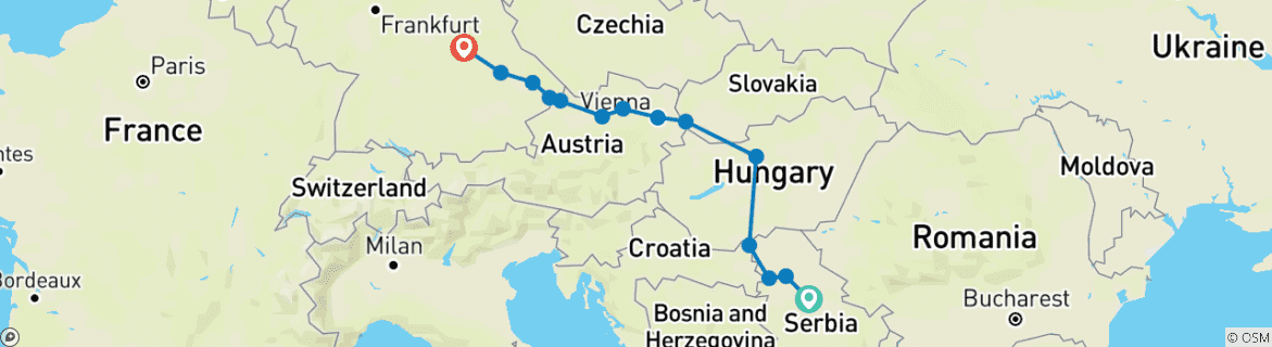 Image d'une carte montrant l'itinéraire du circuit