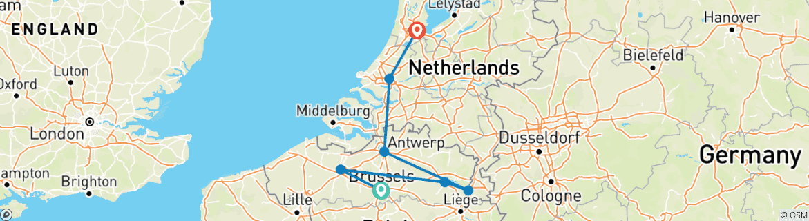 Image d'une carte montrant l'itinéraire du circuit