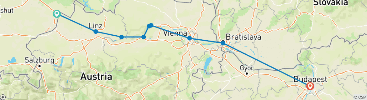 Image d'une carte montrant l'itinéraire du circuit