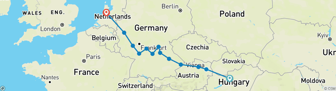 Image d'une carte montrant l'itinéraire du circuit