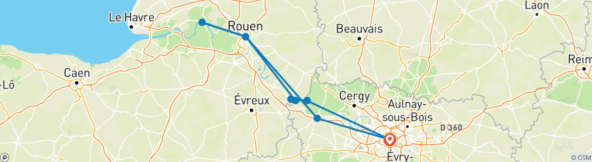 Image d'une carte montrant l'itinéraire du circuit
