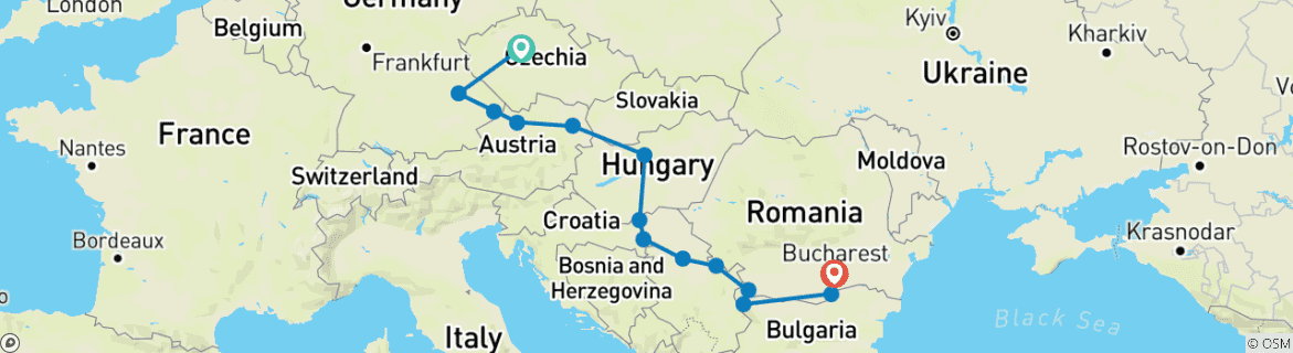Image d'une carte montrant l'itinéraire du circuit