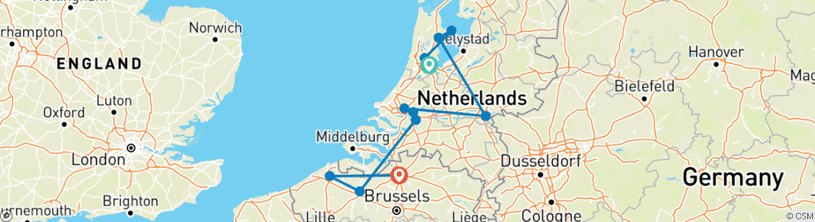 Image d'une carte montrant l'itinéraire du circuit