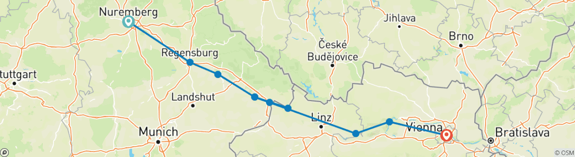 Image d'une carte montrant l'itinéraire du circuit
