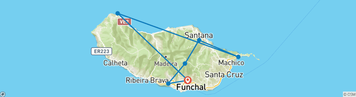 Image d'une carte montrant l'itinéraire du circuit