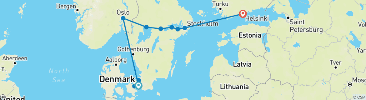 Image d'une carte montrant l'itinéraire du circuit