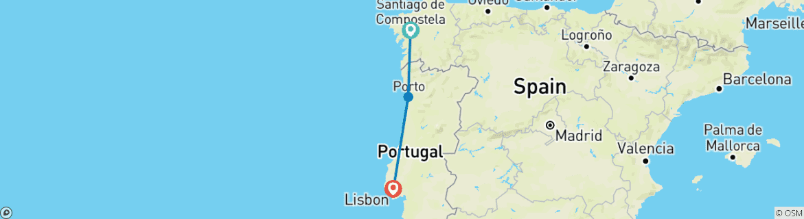 Image d'une carte montrant l'itinéraire du circuit