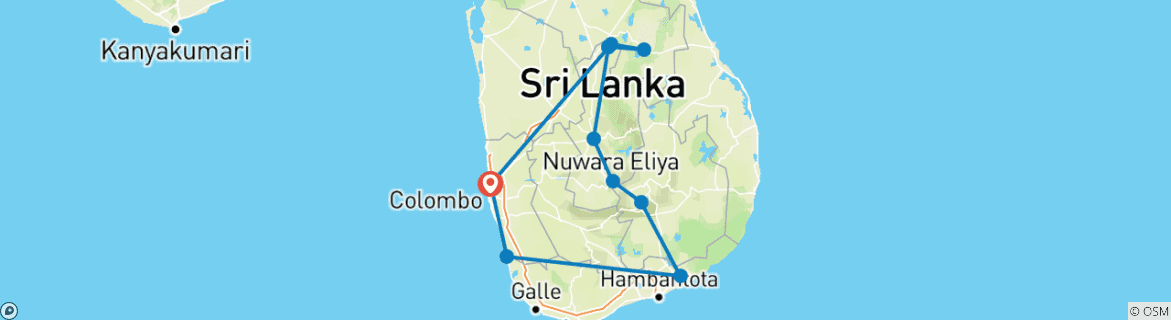 Karte mit der Reiseroute