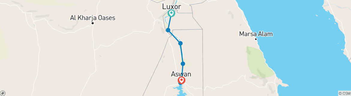 Karte mit der Reiseroute