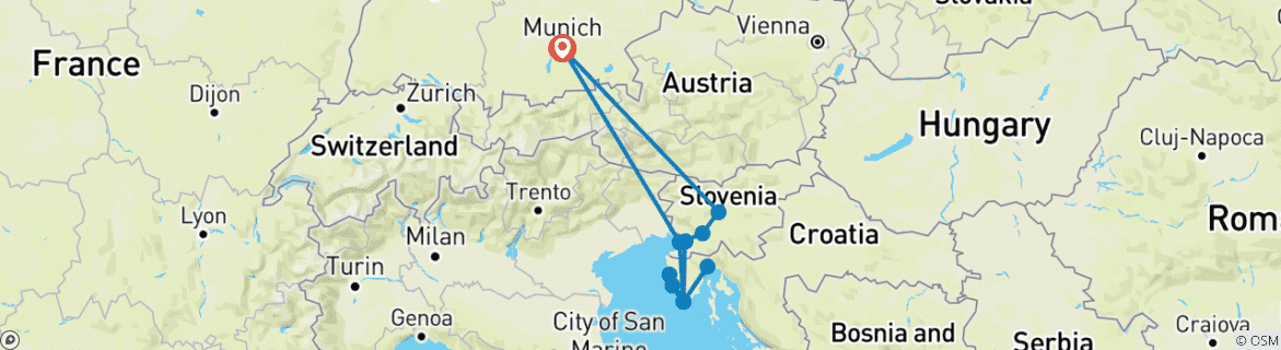 Karte von Slowenien, Istrien und Triest