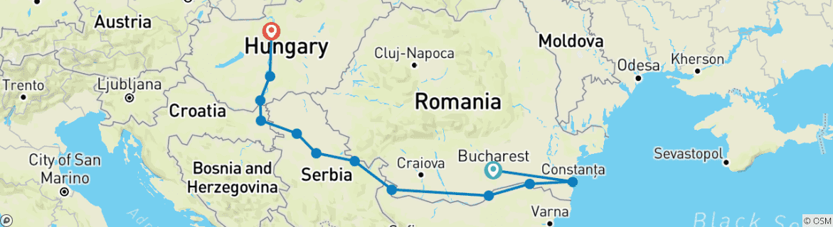 Image d'une carte montrant l'itinéraire du circuit