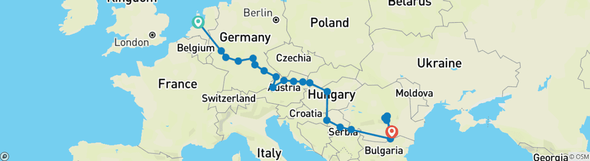 Image d'une carte montrant l'itinéraire du circuit