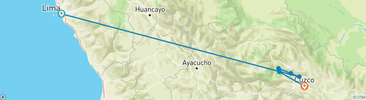 Image d'une carte montrant l'itinéraire du circuit