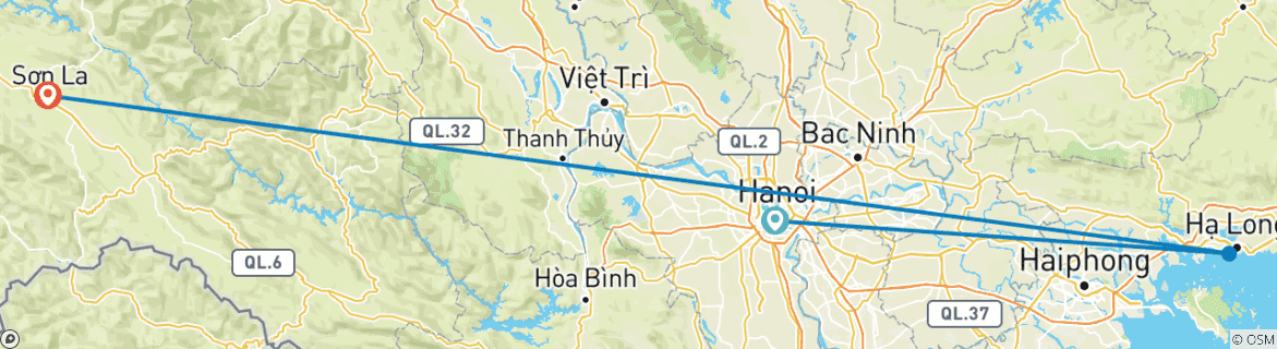 Image d'une carte montrant l'itinéraire du circuit