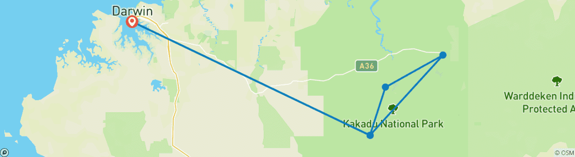 Image d'une carte montrant l'itinéraire du circuit