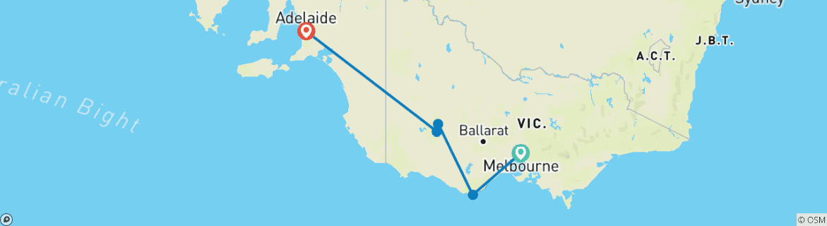 Image d'une carte montrant l'itinéraire du circuit