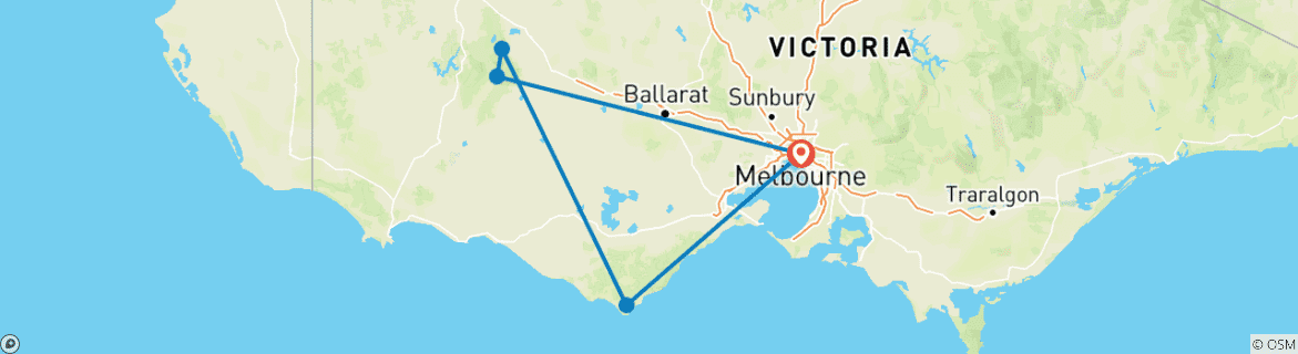 Image d'une carte montrant l'itinéraire du circuit
