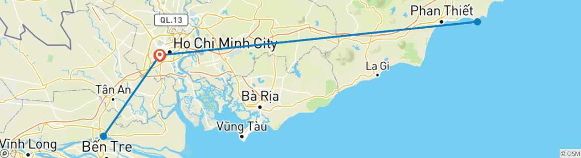 Image d'une carte montrant l'itinéraire du circuit