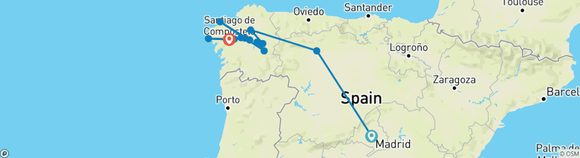 Image d'une carte montrant l'itinéraire du circuit
