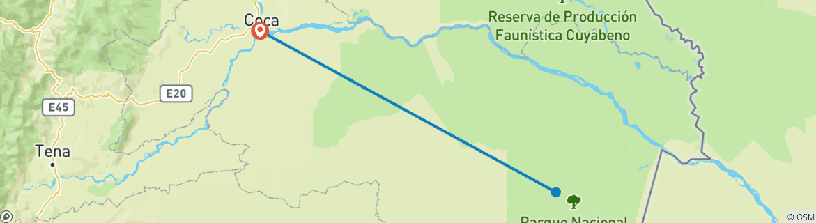 Image d'une carte montrant l'itinéraire du circuit