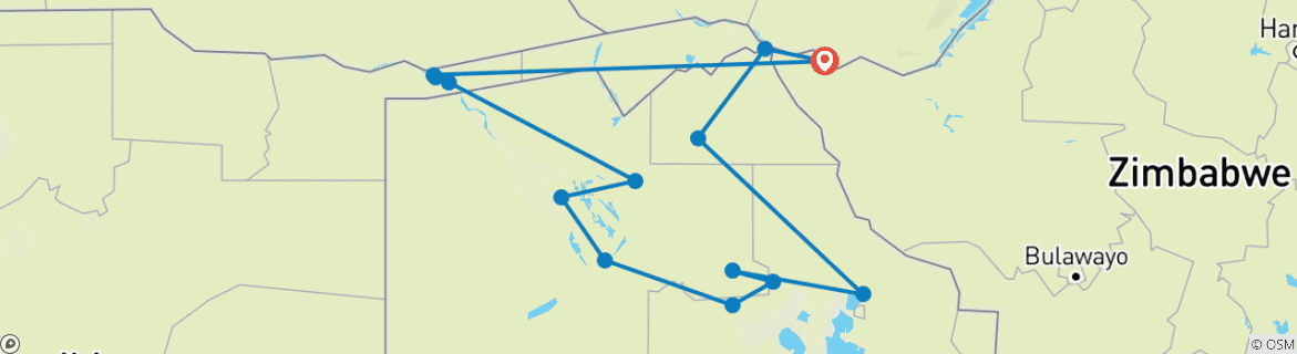 Image d'une carte montrant l'itinéraire du circuit
