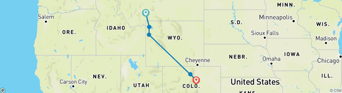 Image d'une carte montrant l'itinéraire du circuit