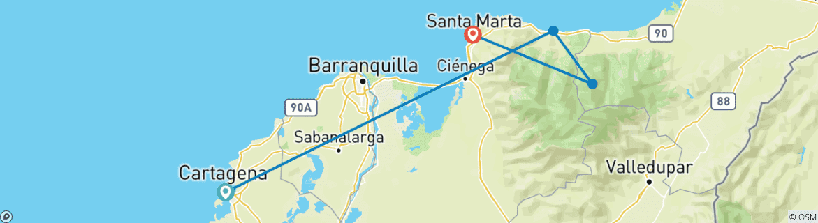 Image d'une carte montrant l'itinéraire du circuit