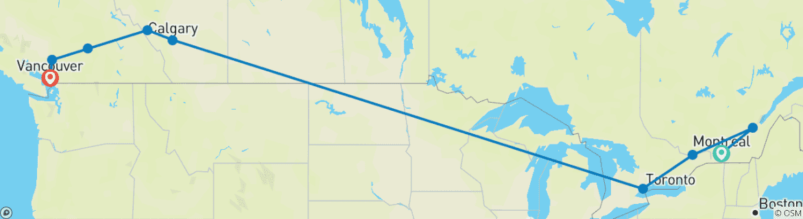 Karte mit der Reiseroute